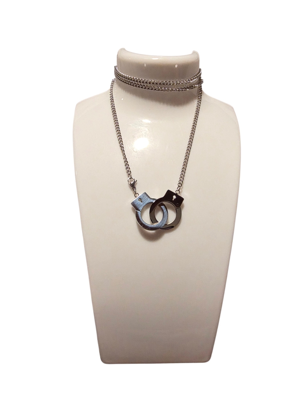 New Stainless Steel Handcuff Pendant Necklace in Silver (Unisex)